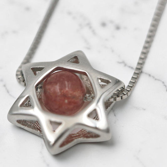 Sterling Silver Star of David Quartz Necklace