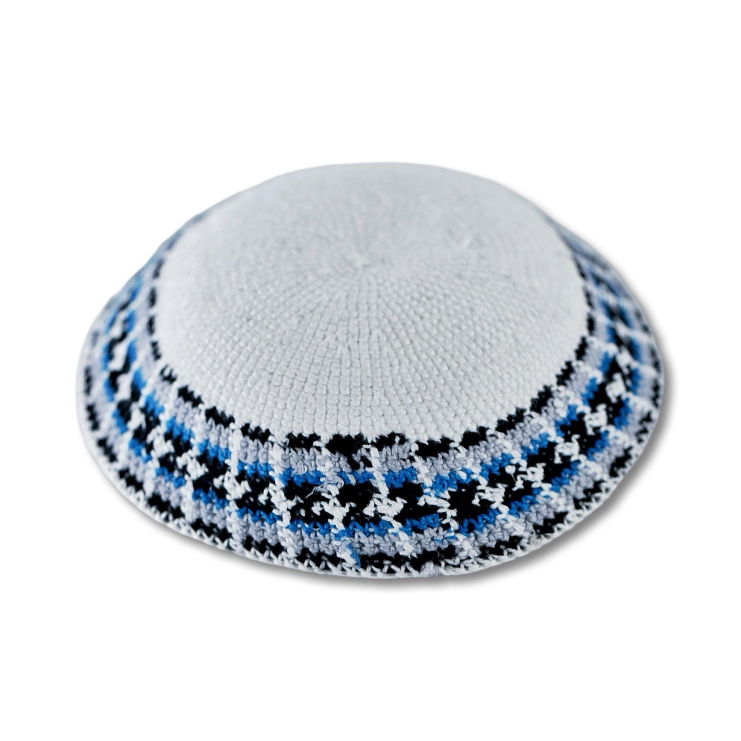 Cotton knitted Hand Made Kippah Jewish Blue yarmulke 18cm