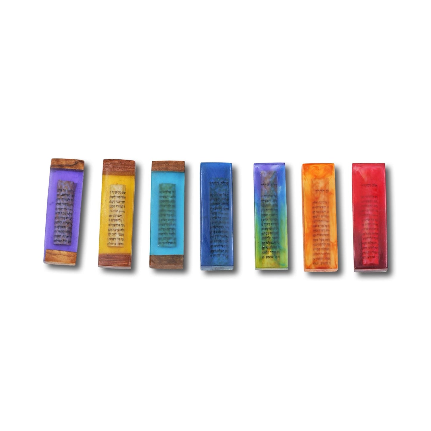 Car Mezuzah with Traveler’s Prayer Handmade from Resin & Olive Wood, Dead Sea Scroll Inspired, Jewish Gift for New Car