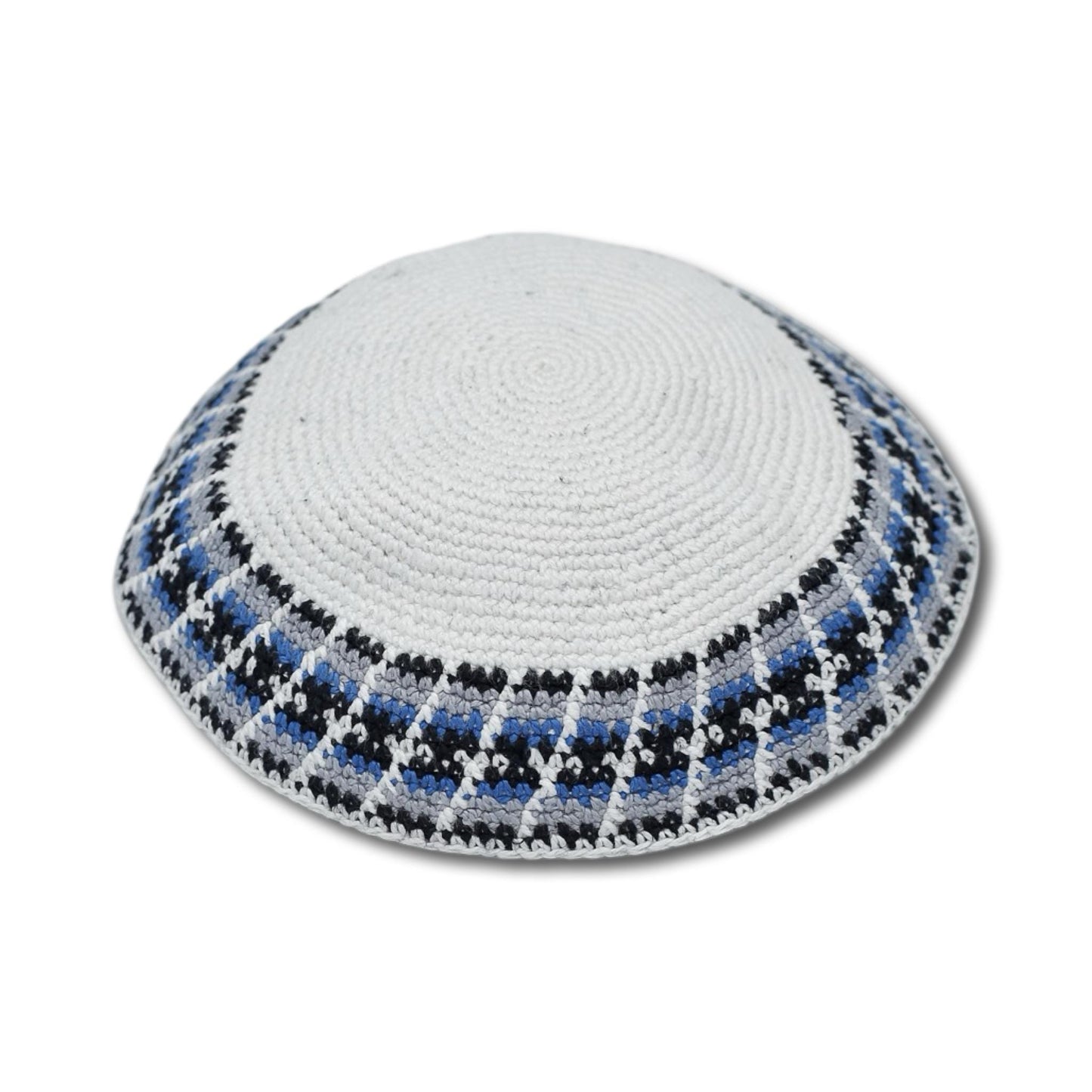 Cotton knitted Hand Made Kippah Jewish Blue yarmulke 18cm
