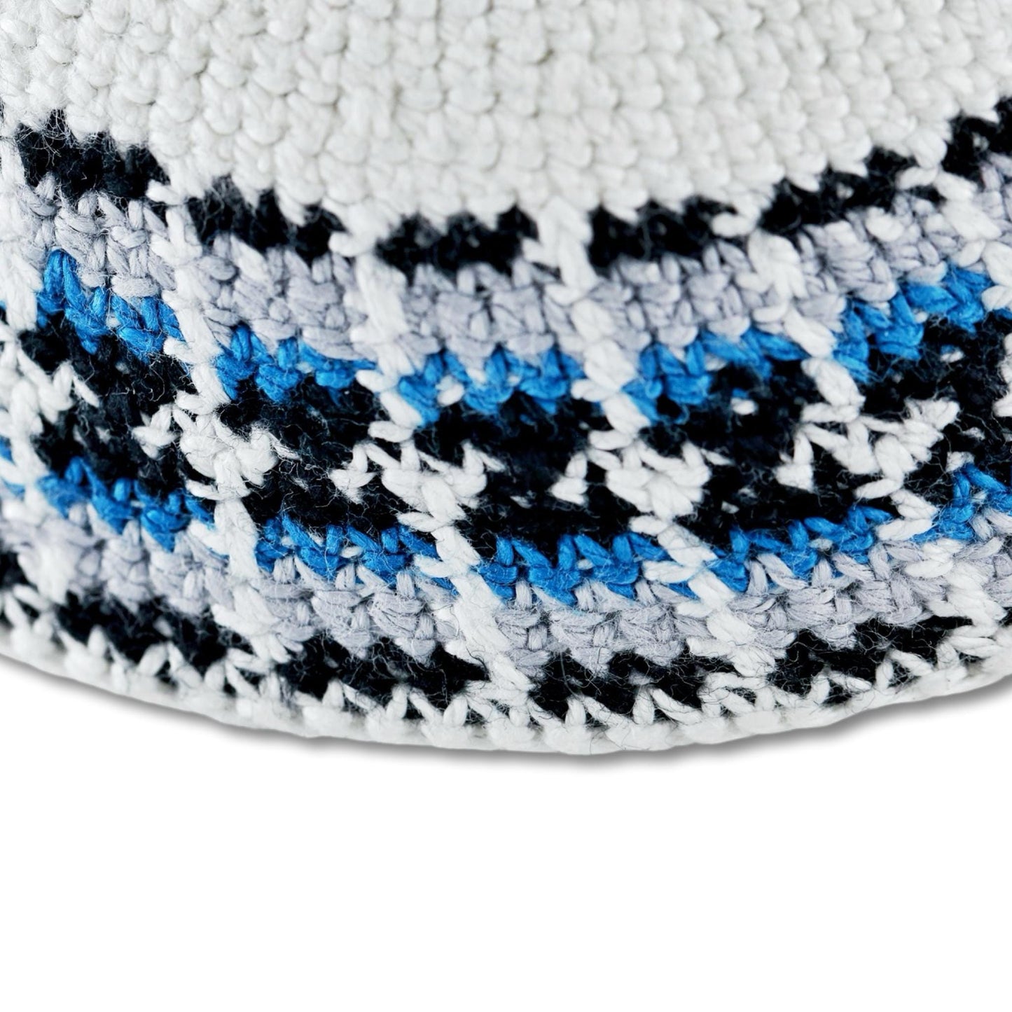 Cotton knitted Hand Made Kippah Jewish Blue yarmulke 18cm