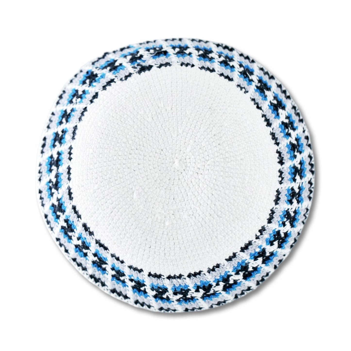 Cotton knitted Hand Made Kippah Jewish Blue yarmulke 18cm