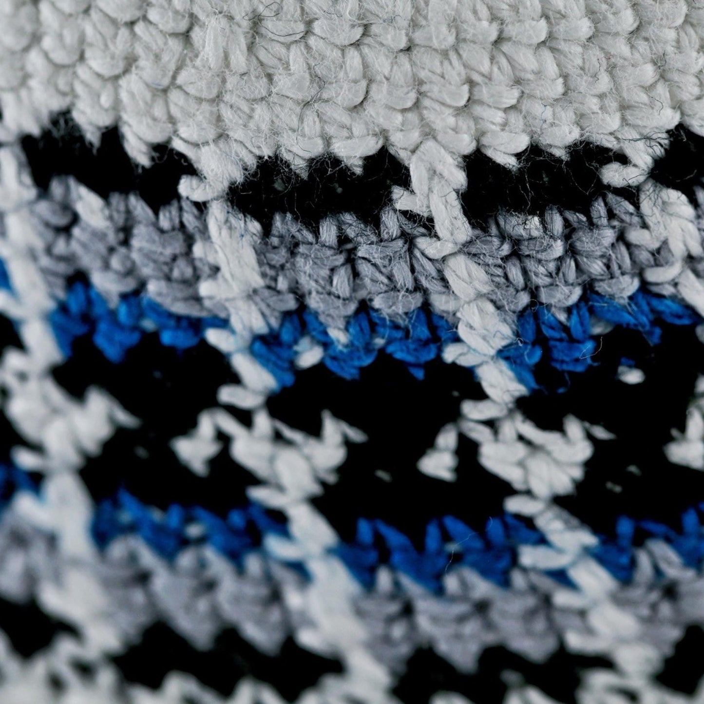 Handmade White & Blue Cotton Knitted Kippah
