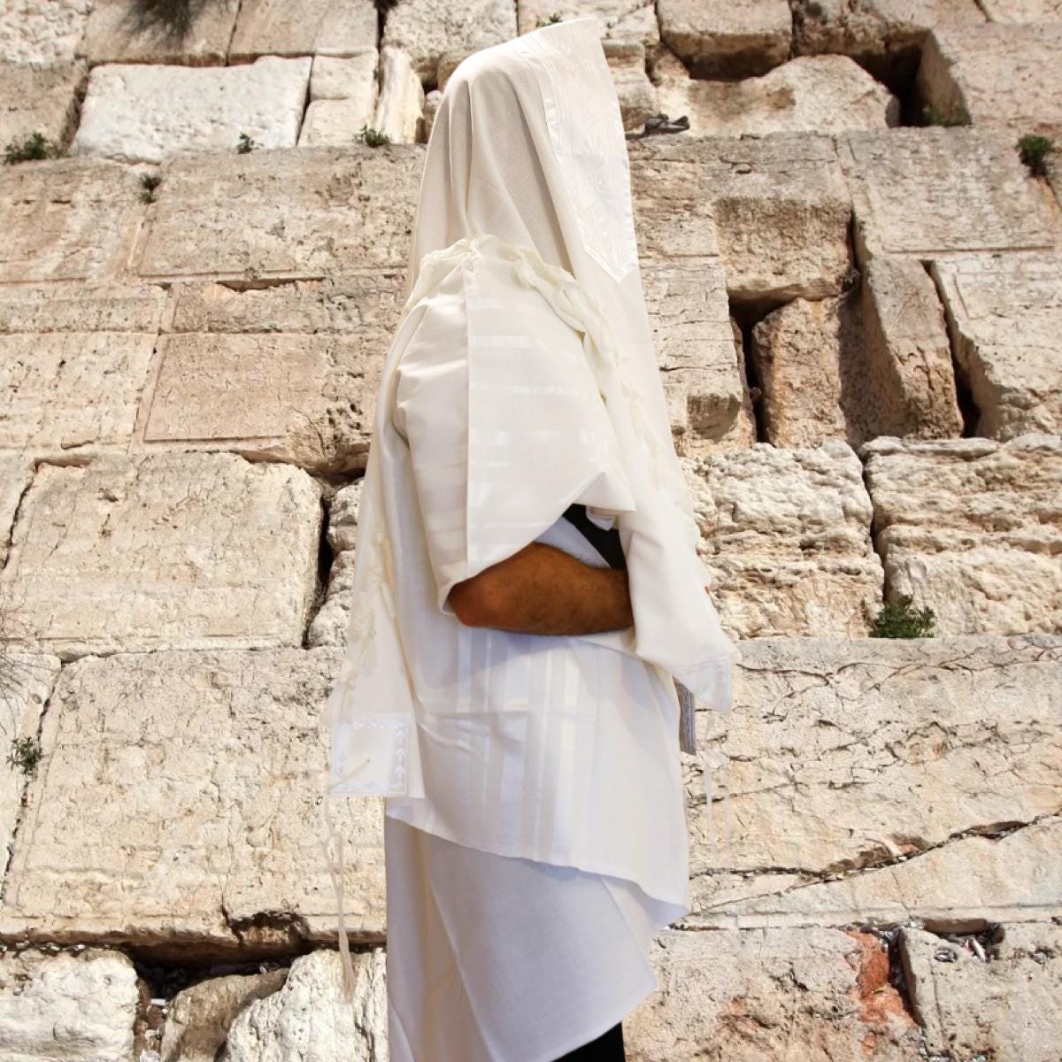 White Wool Hand Made Prayer Shawl