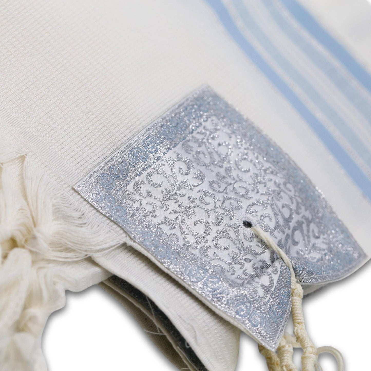 Light Blue Wool Hand Made Prayer Shawl