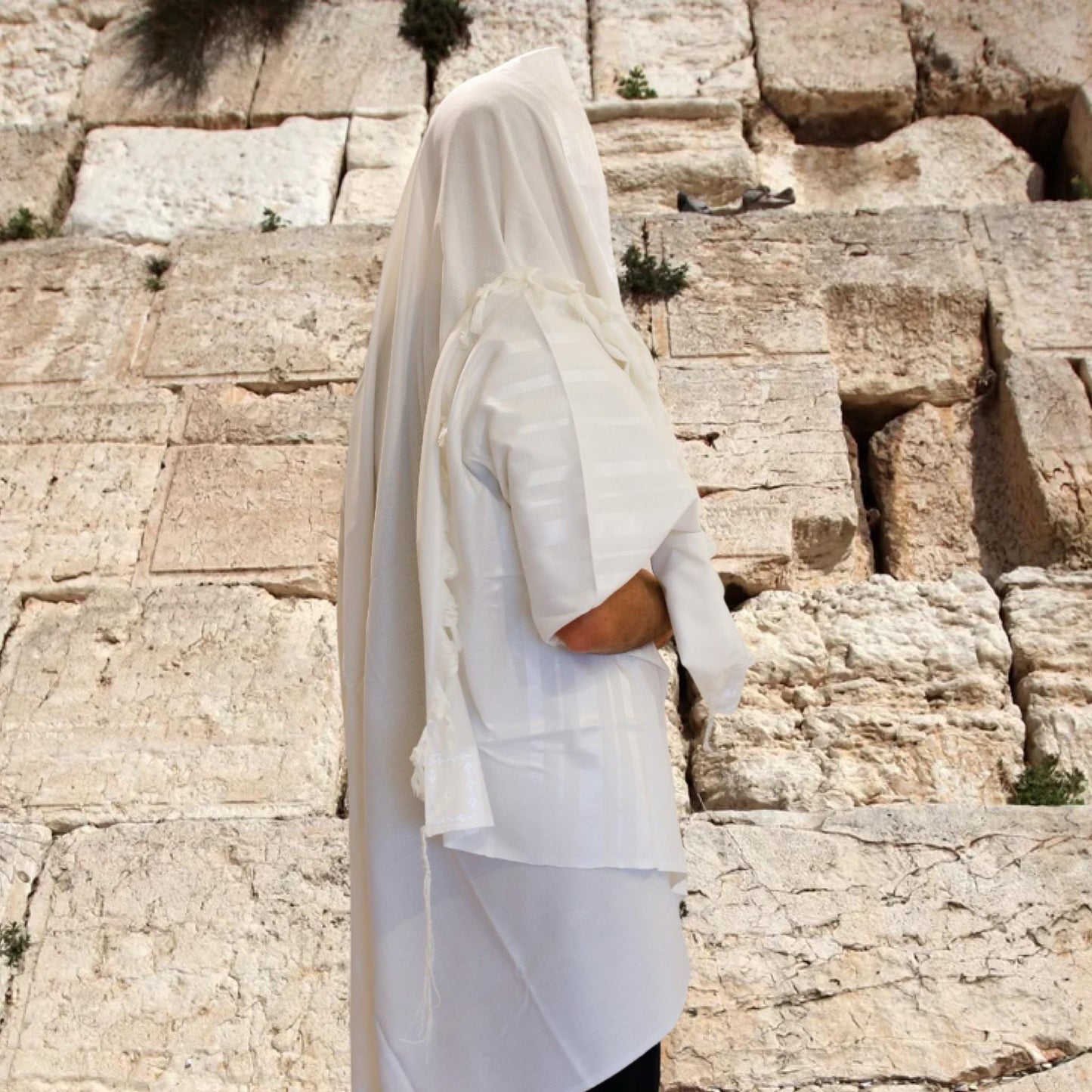 White Wool Hand Made Prayer Shawl
