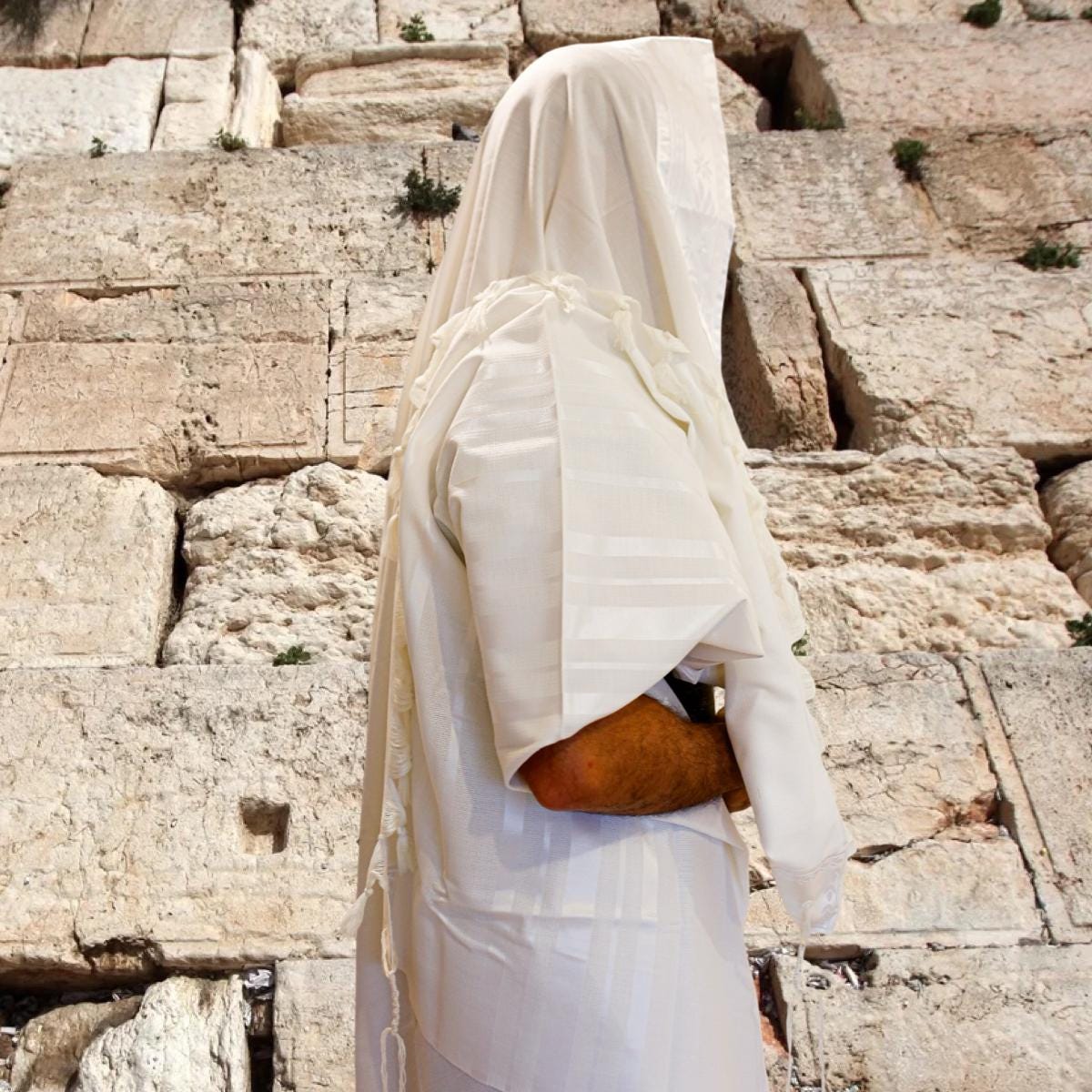 White Wool Hand Made Prayer Shawl