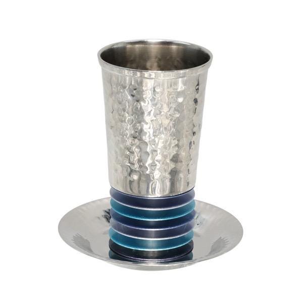Blue/Multi Colored Rings Kiddush Cup
