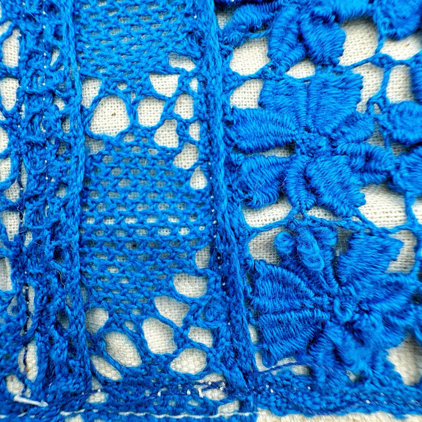 Blue Hand Made Flowers Challah Cover