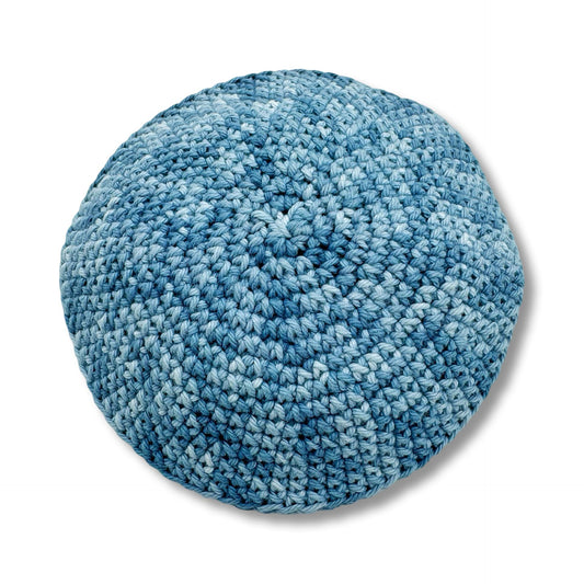 Blue Cotton knitted Hand Made Kippah
