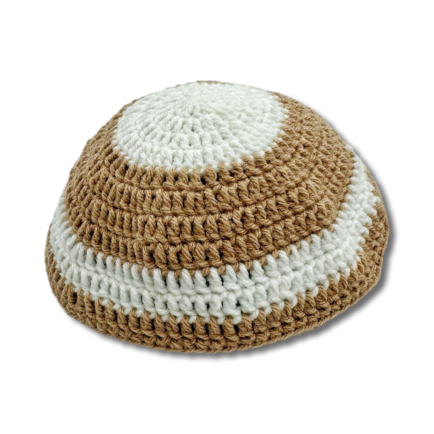 Brown & White Cotton knitted Hand Made Kippah