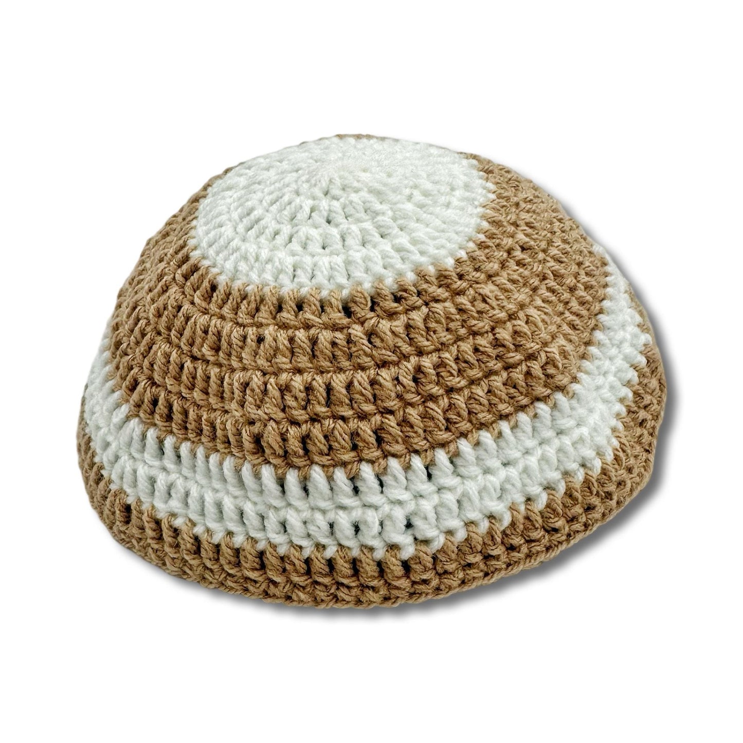 Brown & White Cotton knitted Hand Made Kippah