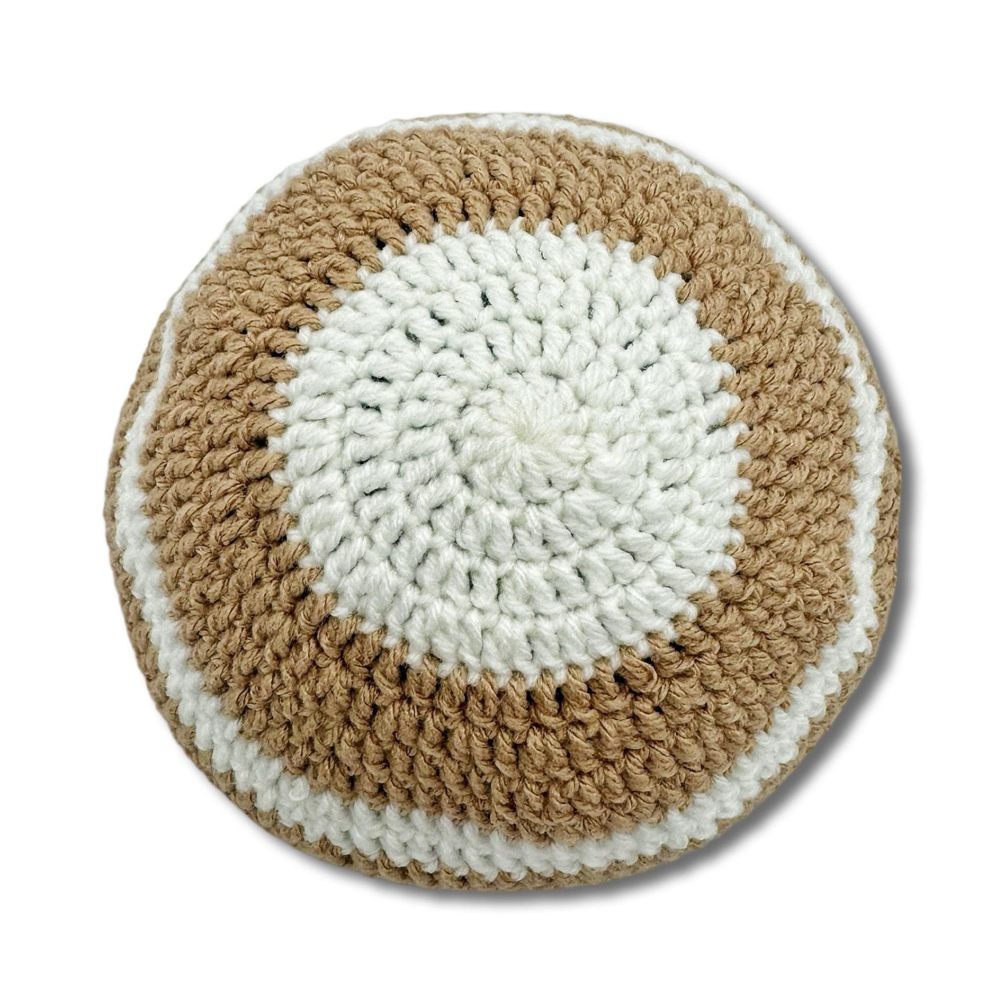 Brown & White Cotton knitted Hand Made Kippah