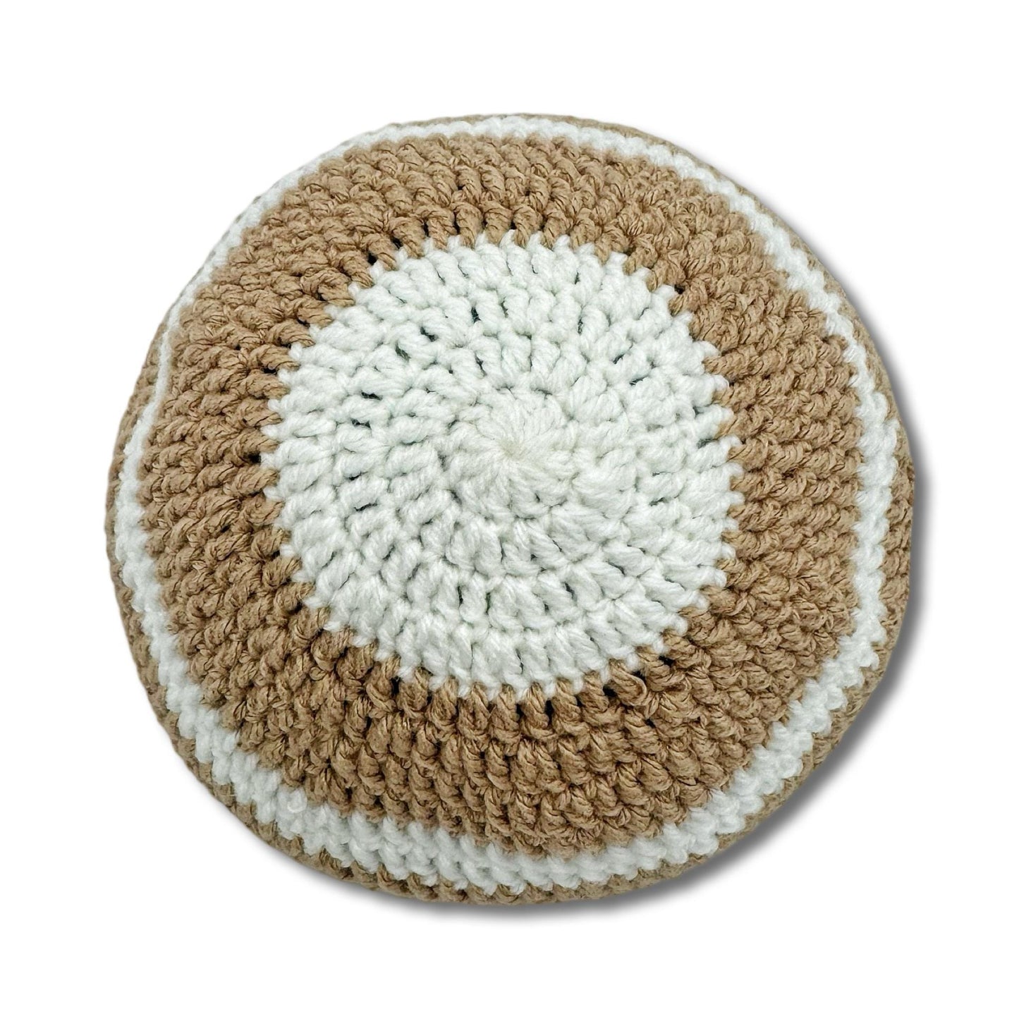 Brown & White Cotton knitted Hand Made Kippah
