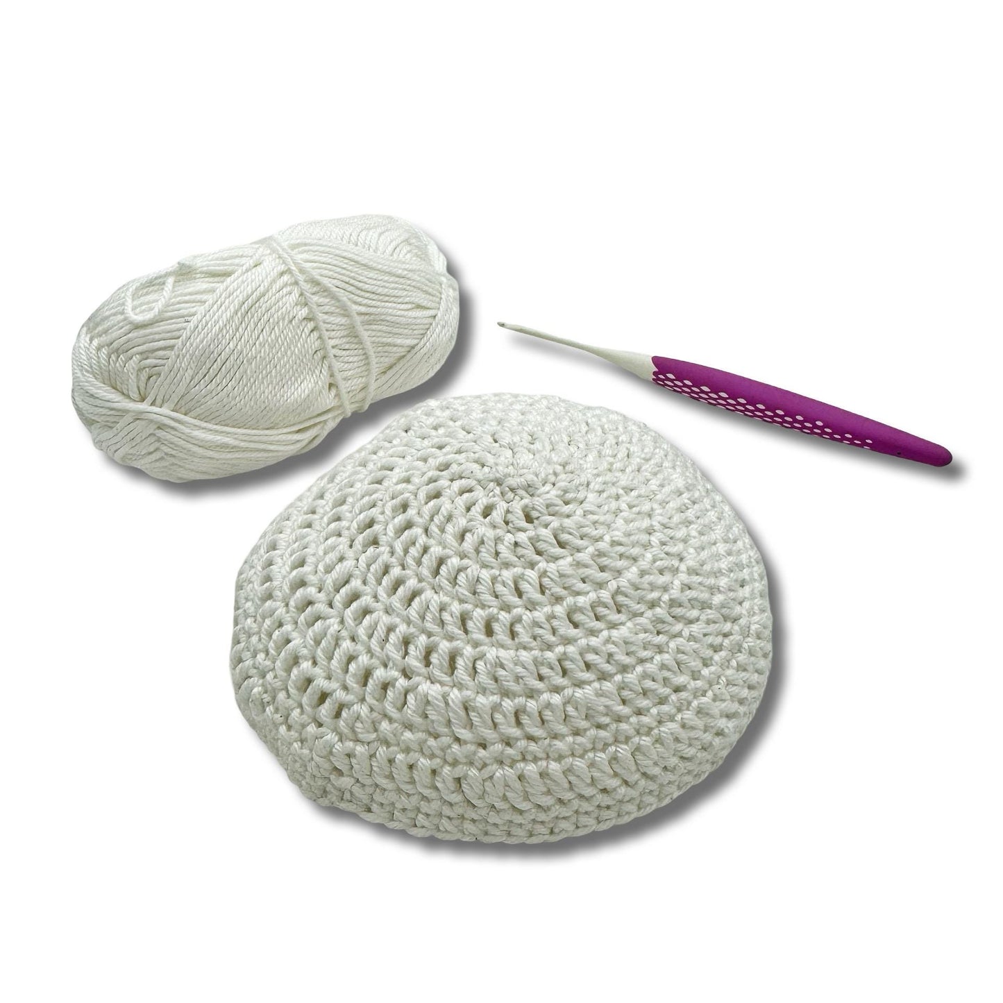 White Cotton knitted Hand Made Kippah