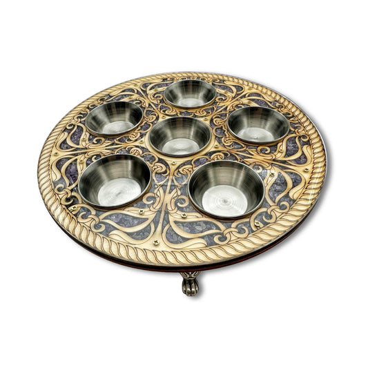 Wood & Amethyst Passover Plate