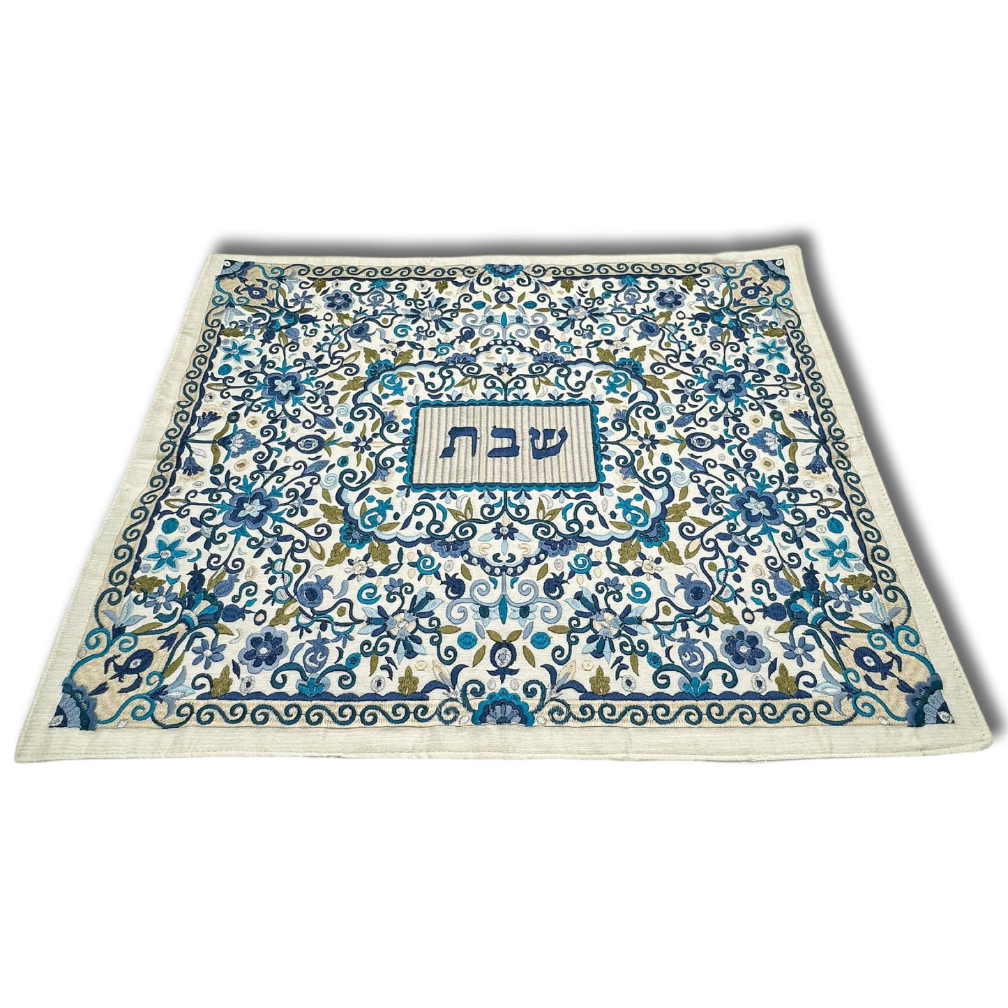 Embroidery Blue Flowers Challah Cover