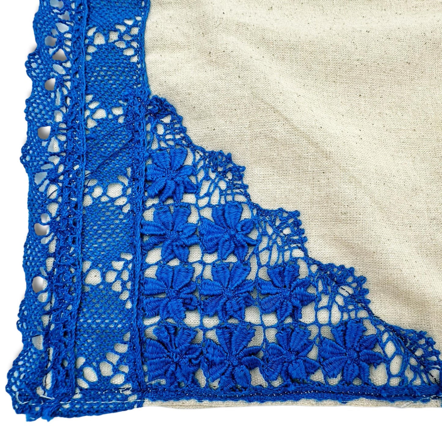 Blue Hand Made Flowers Challah Cover