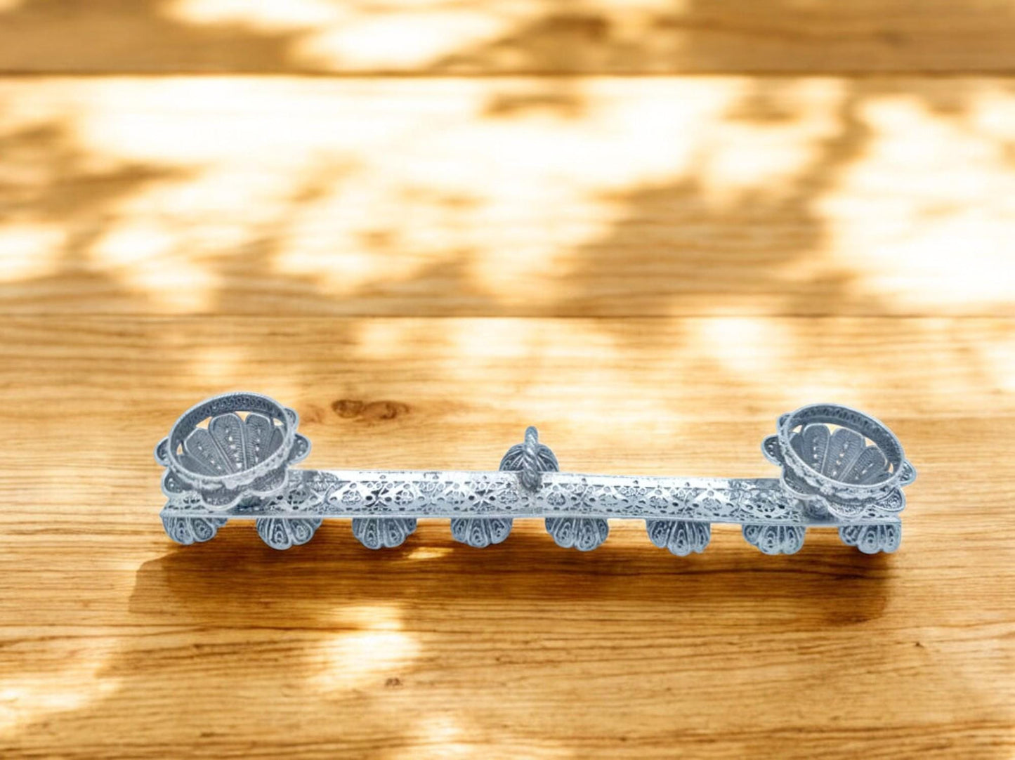 Mini Yemenite Filigree Menorah & Shabbat Candlesticks 2-in-1 | Handcrafted Silver Judaica Gift