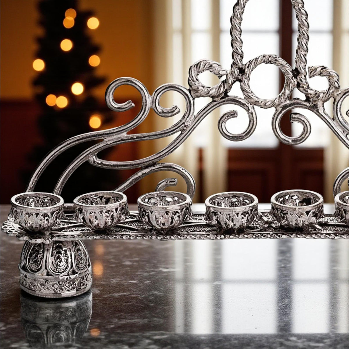 Mini ménorah à 9 branches en argent sterling
