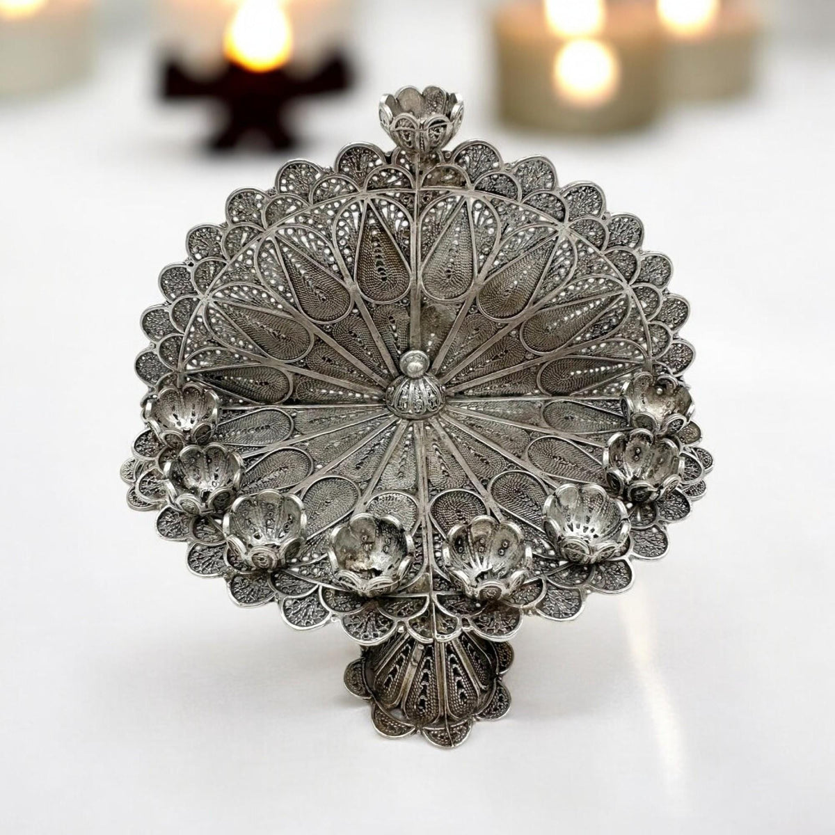 Mini-Ménorah de Hanouka en argent sterling