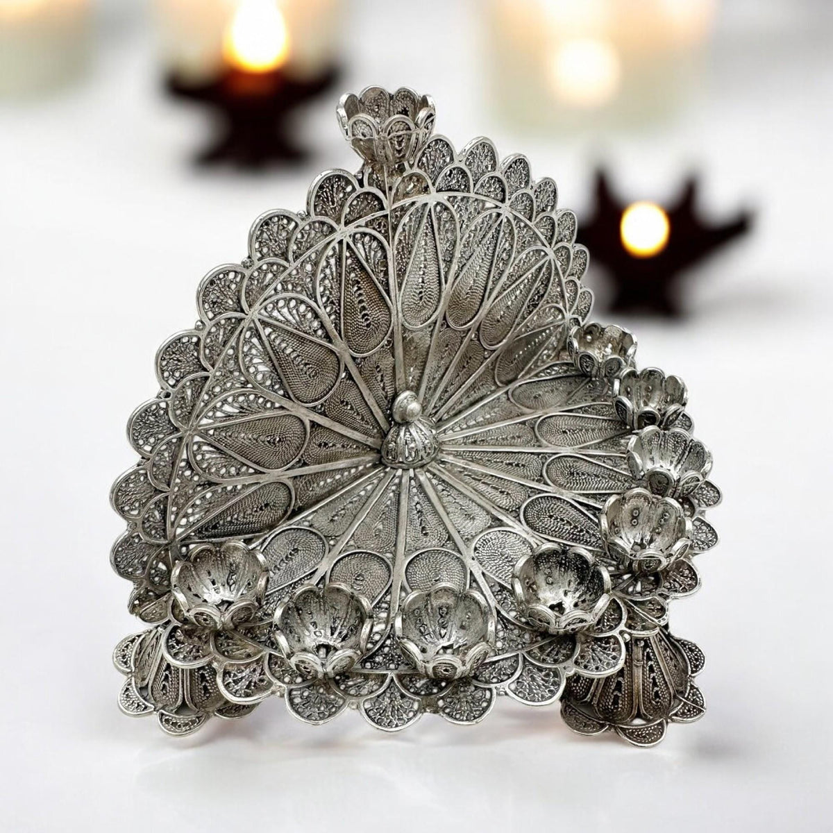 Mini-Ménorah de Hanouka en argent sterling