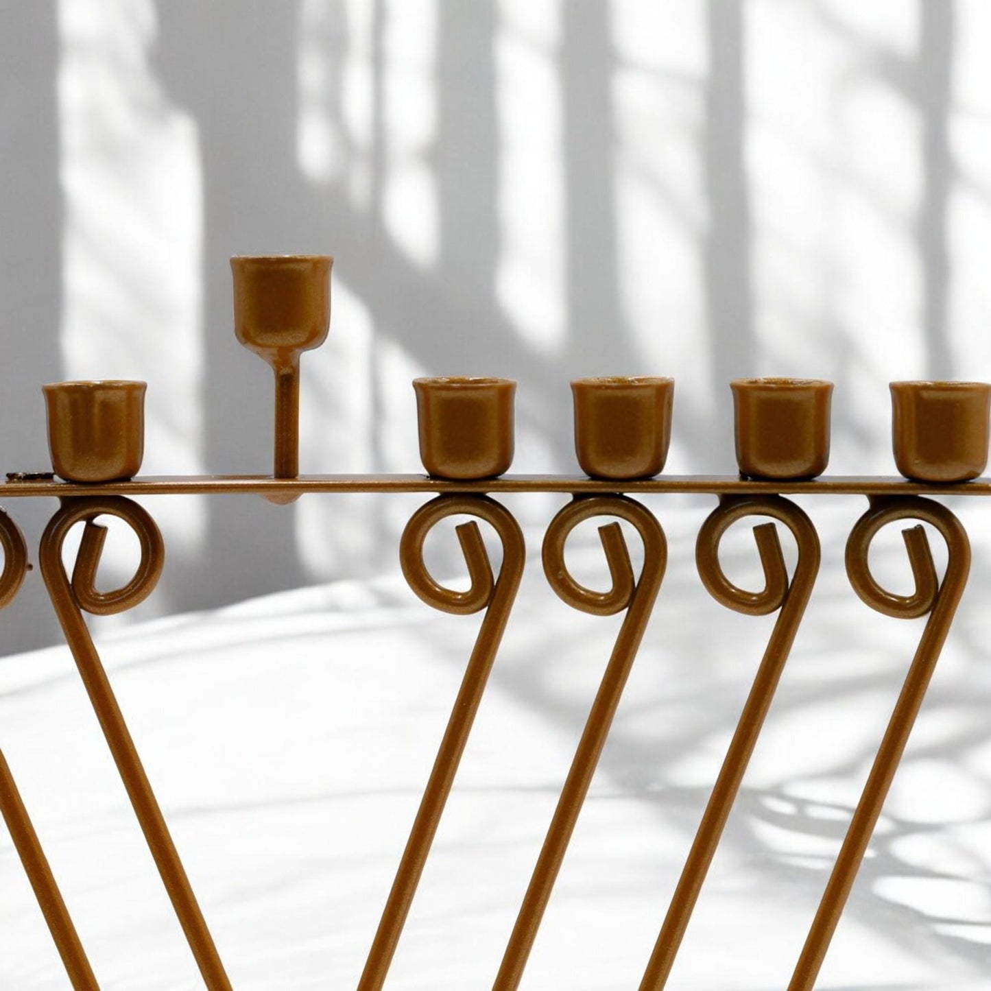 Minimalist Metal Hanukkah Menorah | Modern Judaica Hanukkiah Candle Holder | Stainless Steel Jewish Gift