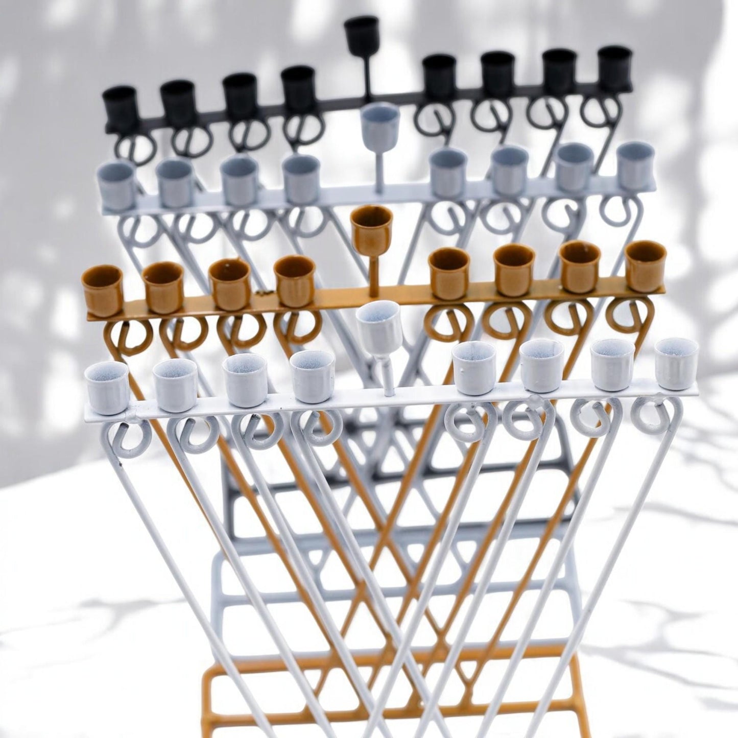 Minimalist Metal Hanukkah Menorah | Modern Judaica Hanukkiah Candle Holder | Stainless Steel Jewish Gift