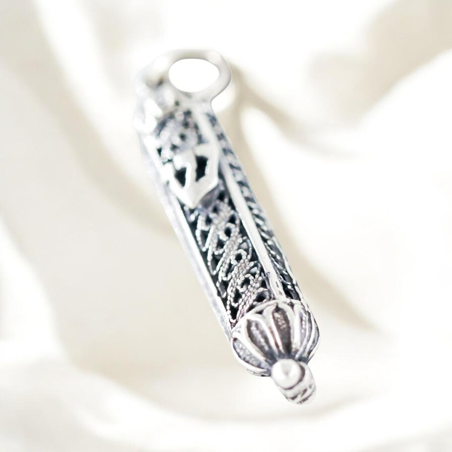 Sterling Silver Mezuzah Necklace with Shin Pendant • Gift for Jewish Occasions & Mitzvah Jewelry