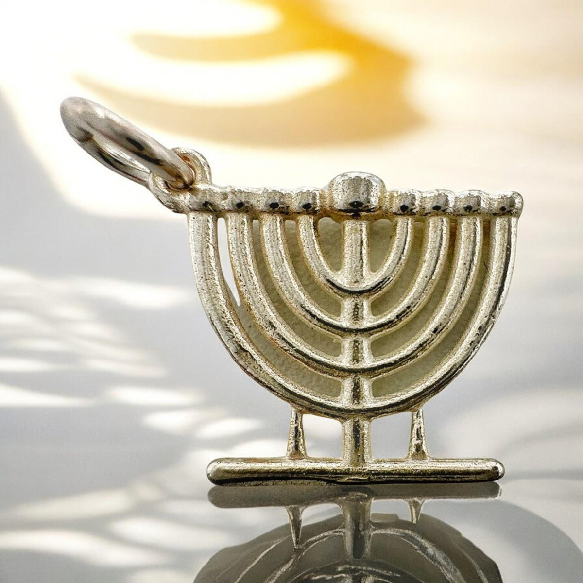Collier pendentif Menorah en argent sterling/or rempli