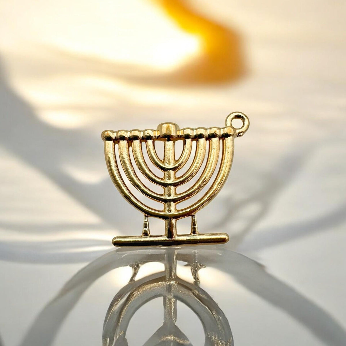 Collier pendentif Menorah en argent sterling/or rempli