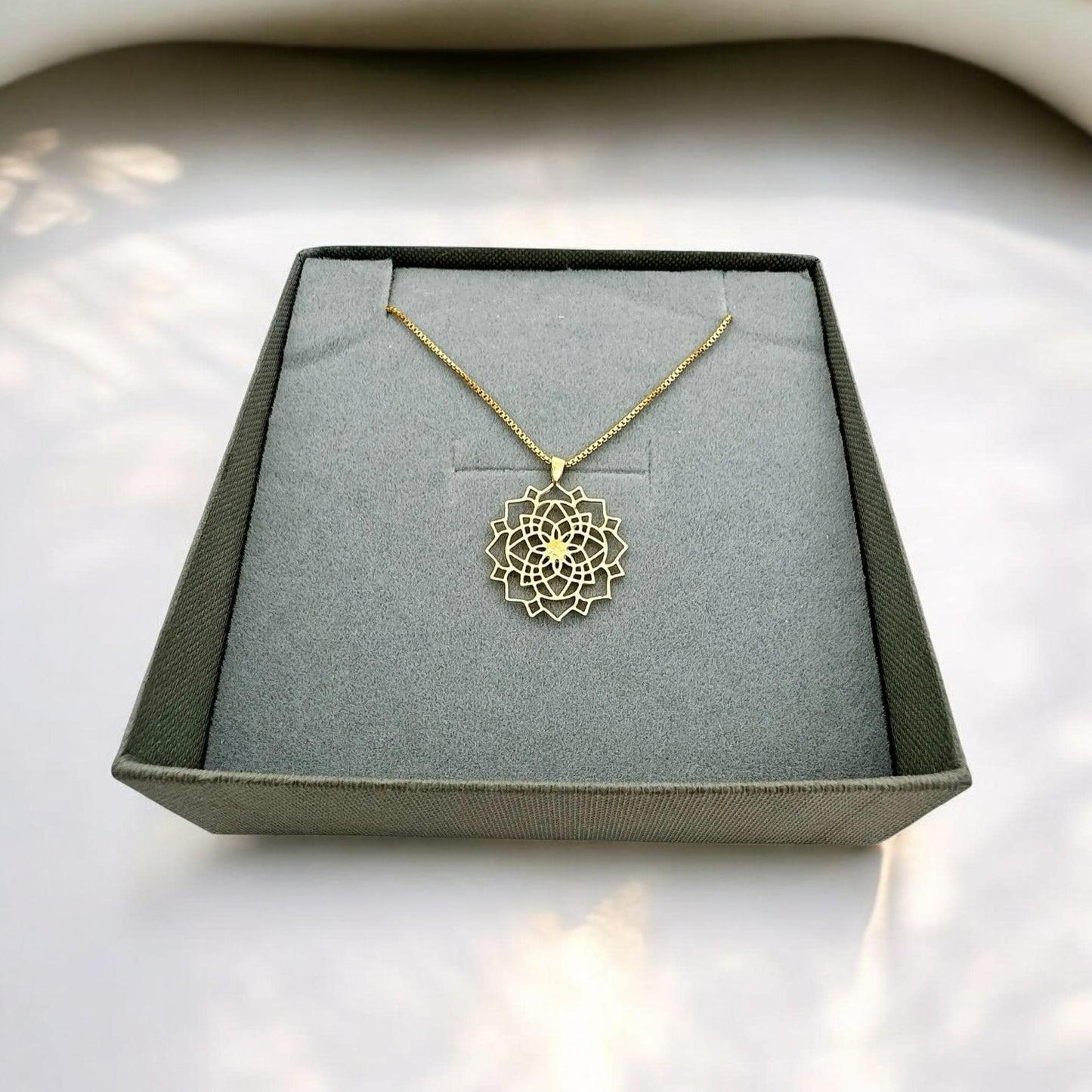 Gold Mandala Star of David Necklace