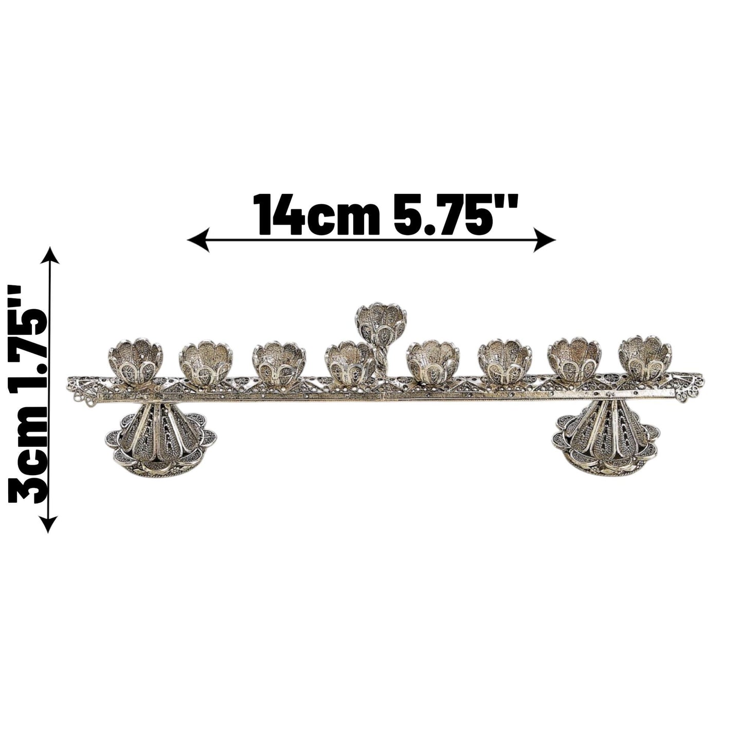 Mini Yemenite Filigree Menorah & Shabbat Candlesticks 2-in-1 | Handcrafted Silver Judaica Gift