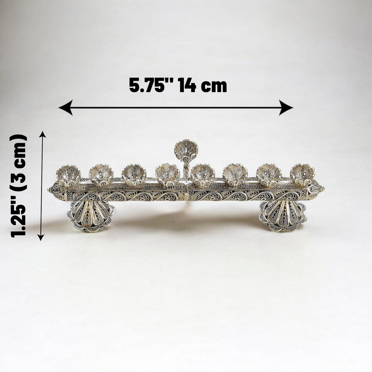 Menorah de Hanoucca et bougeoirs de Shabbat 2-en-1 en filigrane yéménite