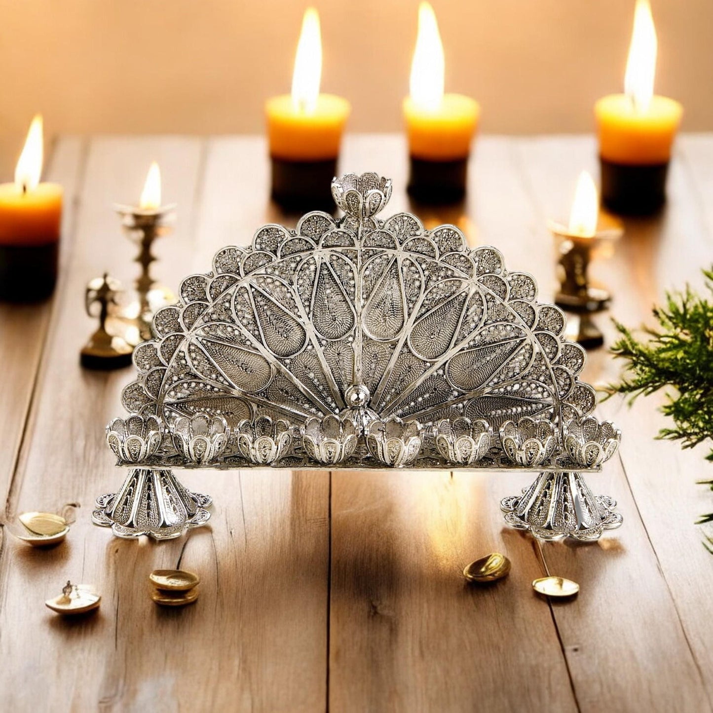 Sterling Silver Yemenite Filigree Menorah | Handcrafted Judaica | Small & Medium Hanukkah Gift