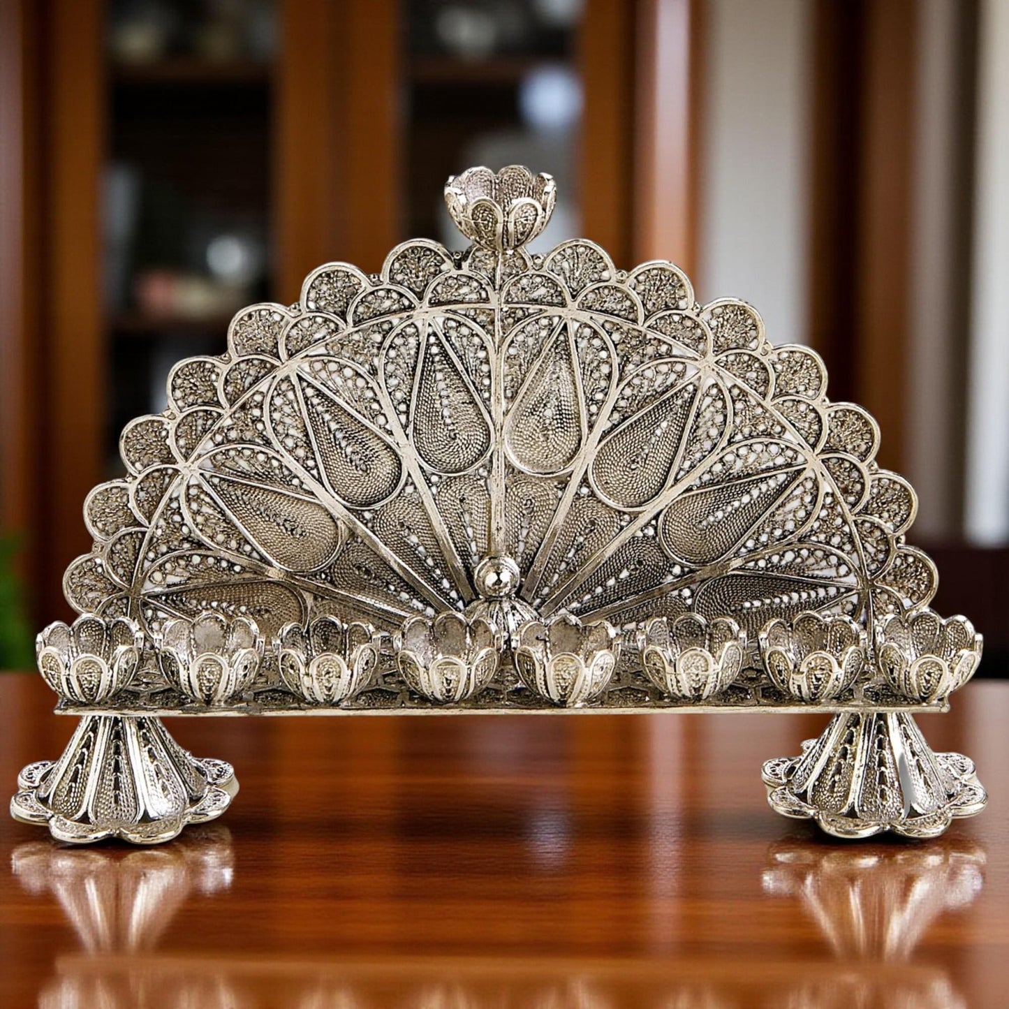 Sterling Silver Yemenite Filigree Menorah | Handcrafted Judaica | Small & Medium Hanukkah Gift