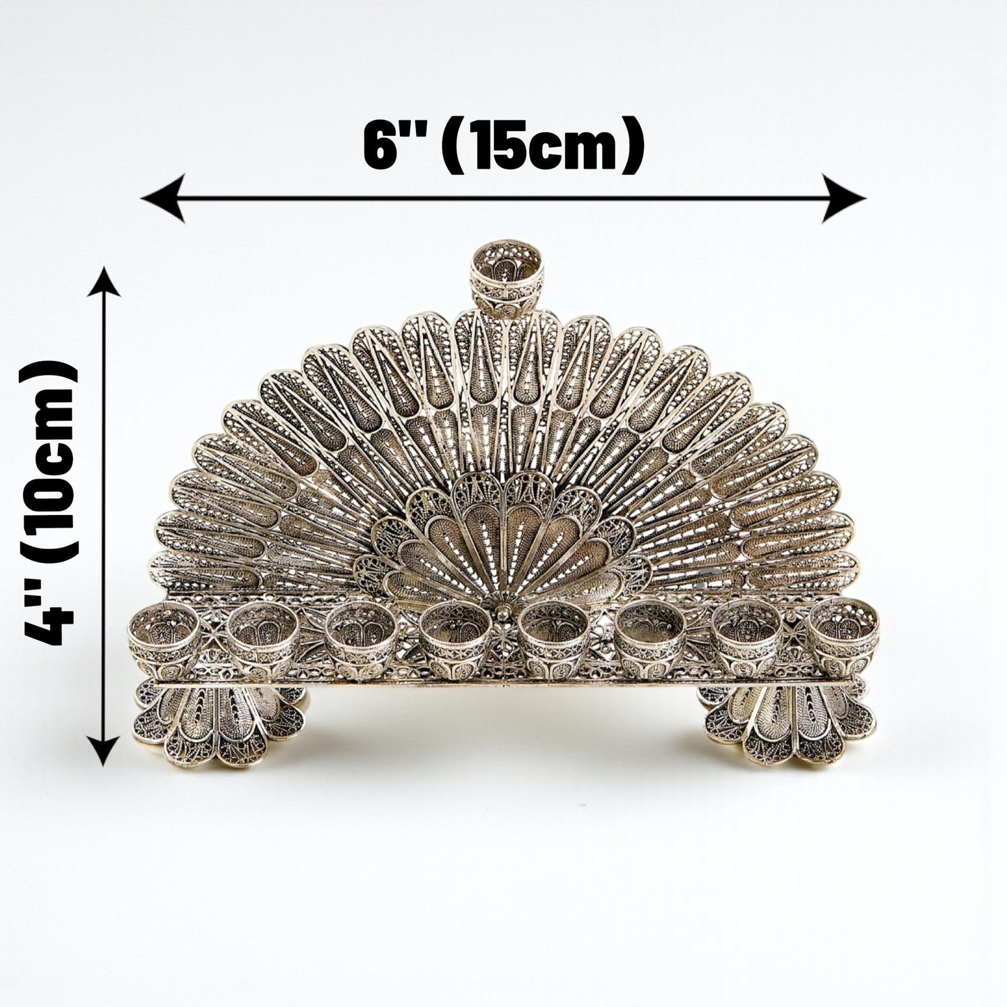 Sterling Silver Yemenite Filigree Menorah | Handcrafted Judaica | Small & Medium Hanukkah Gift