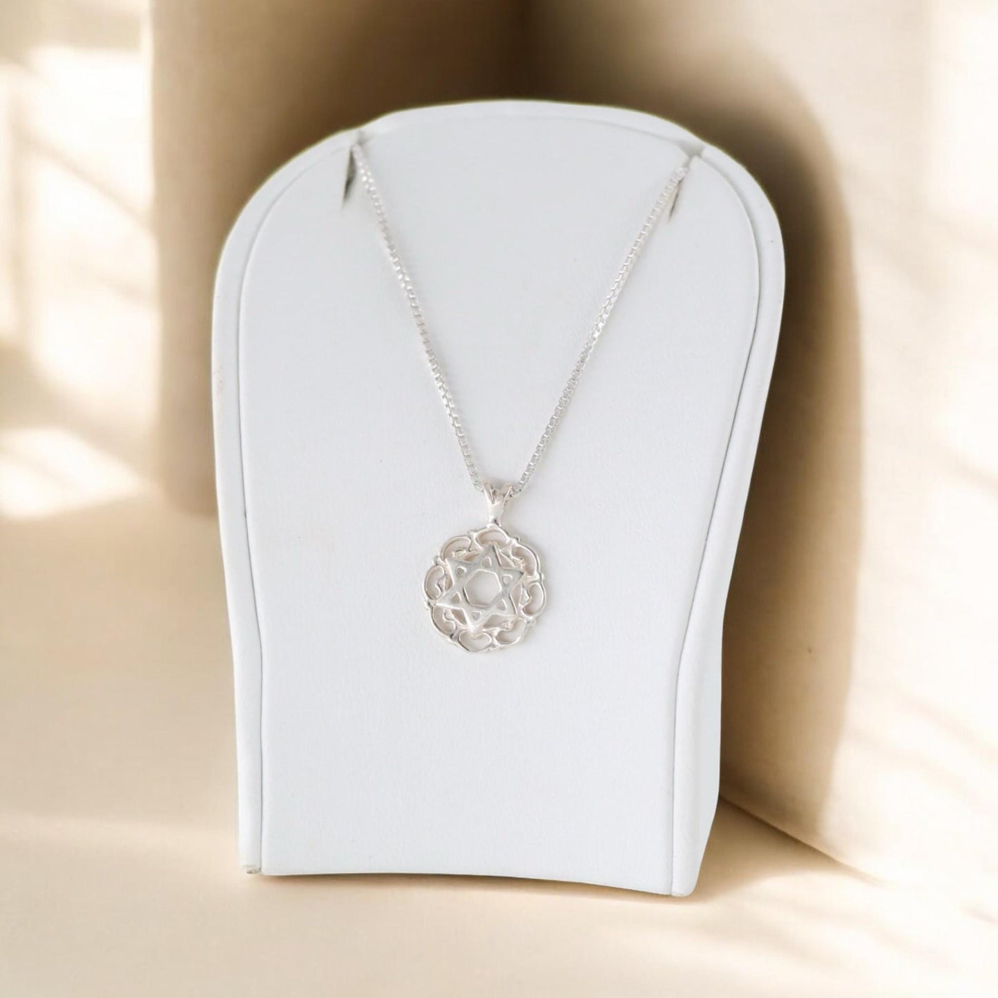 Sterling Silver Star of David Mandala Necklace