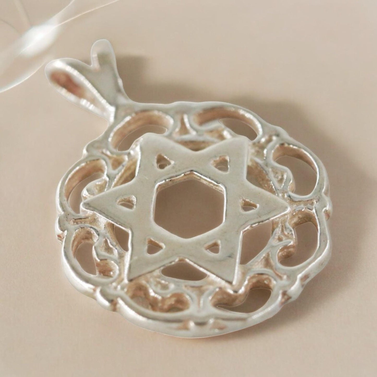 Sterling Silver Star of David Mandala Necklace