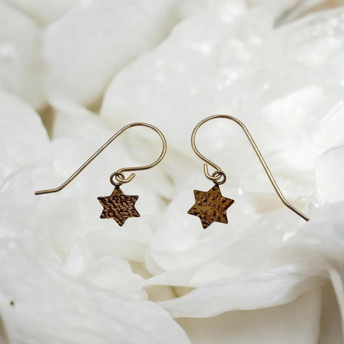 Boucles d'oreilles étoile de David texturées remplies d'or