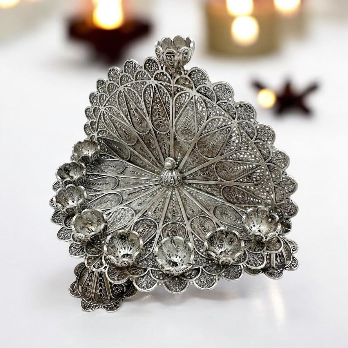 Mini-Ménorah de Hanouka en argent sterling