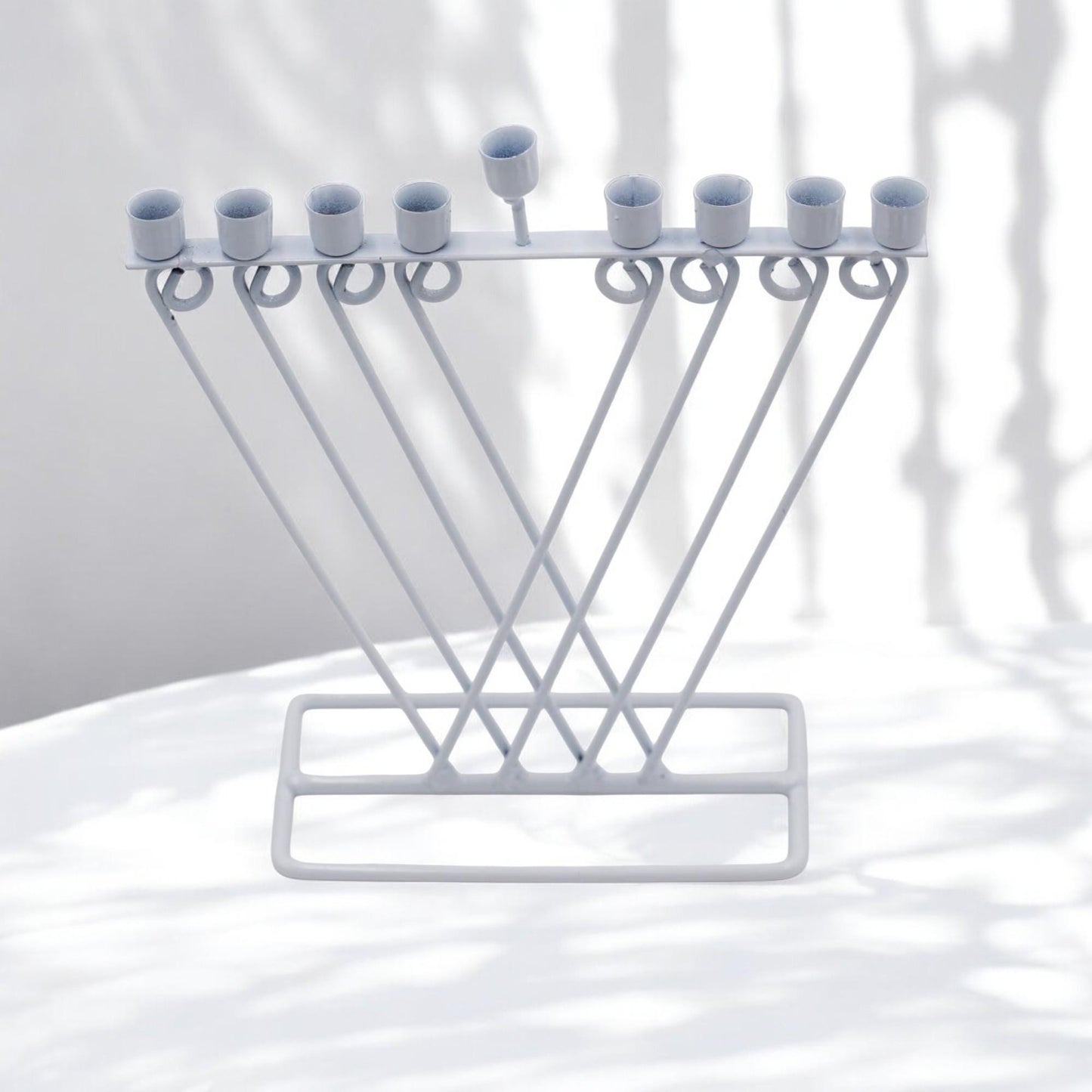 Minimalist Metal Hanukkah Menorah | Modern Judaica Hanukkiah Candle Holder | Stainless Steel Jewish Gift