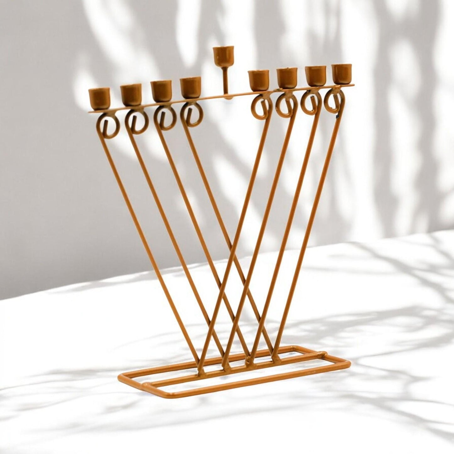 Minimalist Metal Hanukkah Menorah | Modern Judaica Hanukkiah Candle Holder | Stainless Steel Jewish Gift