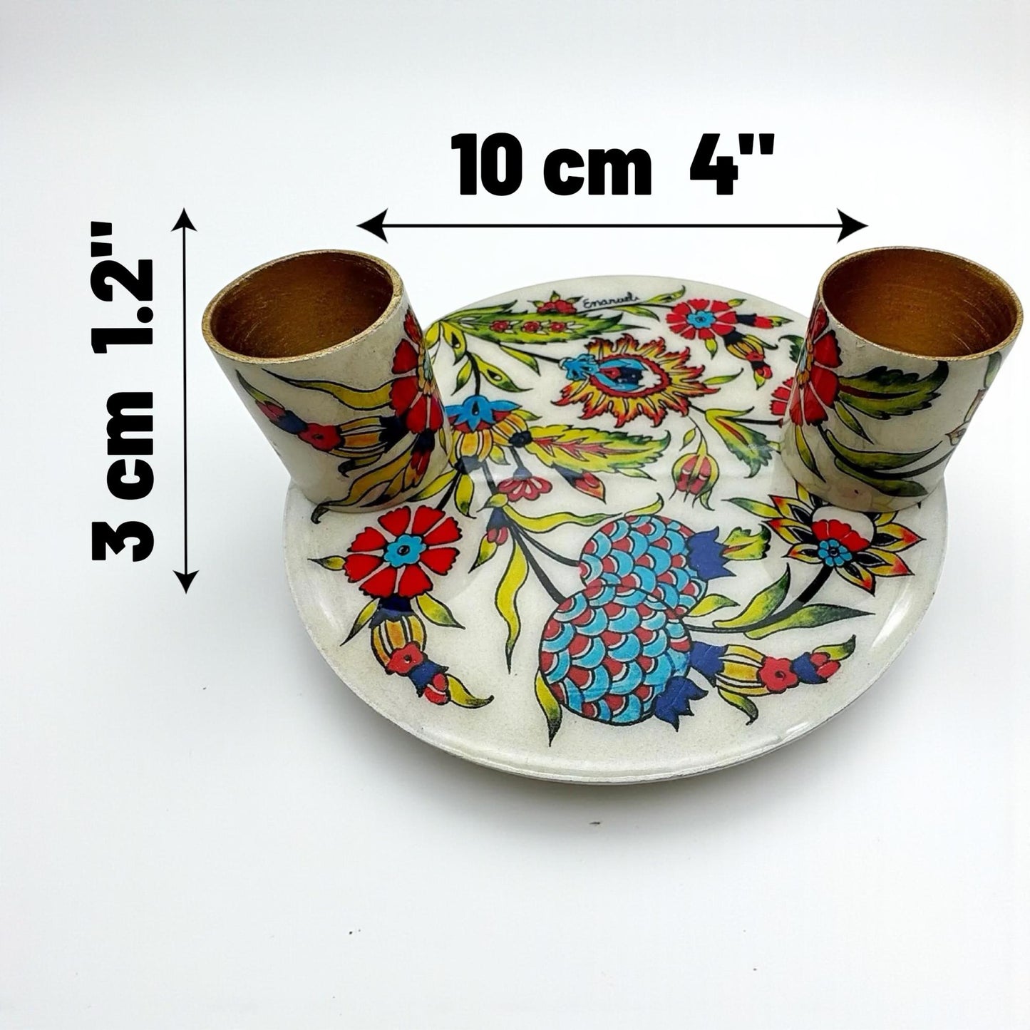 Shabbat Flowers Candle Holders with Plate