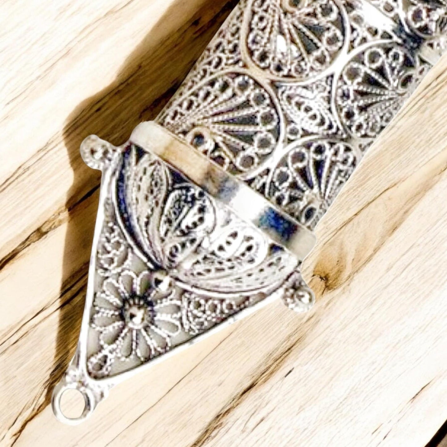 Sterling Silver Mezuzah Case Yemenite Filigree Judaica Gift, Handmade Jewish Wedding Gift