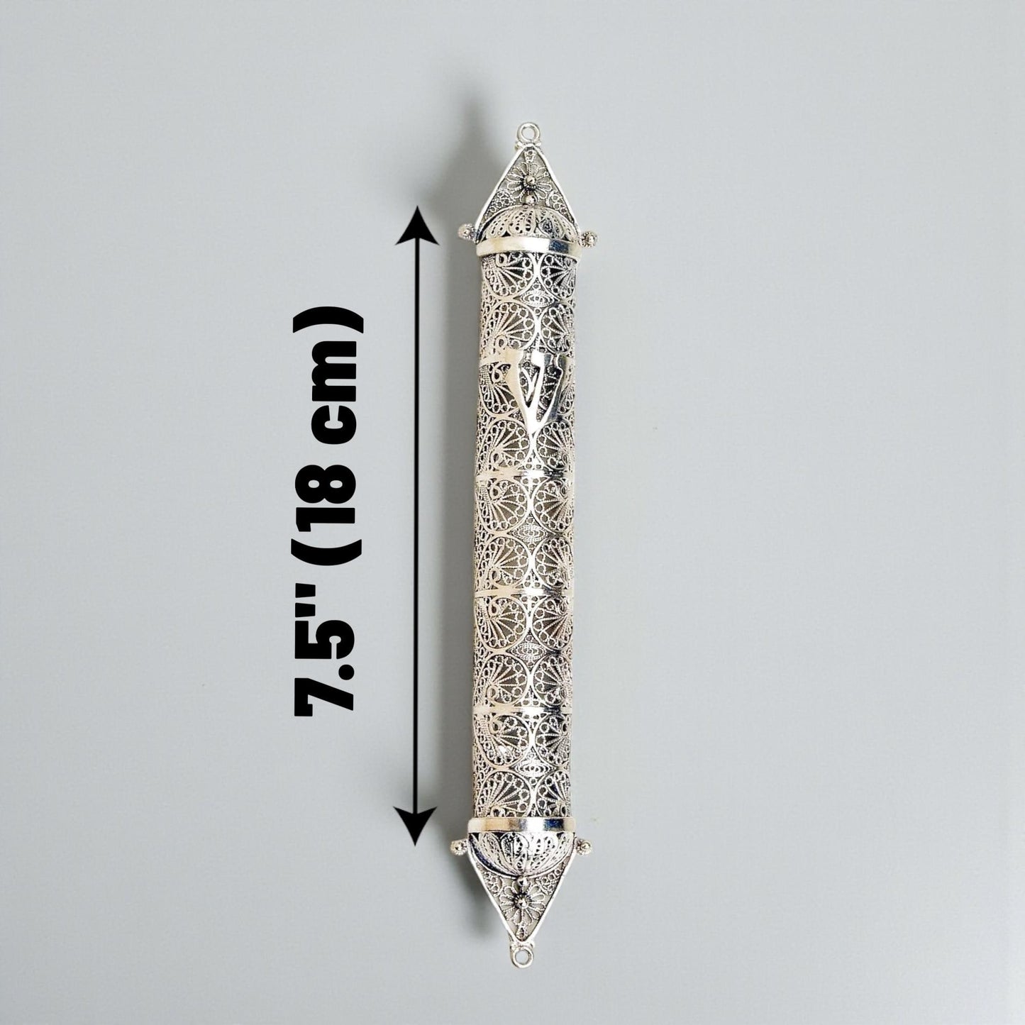 Sterling Silver Mezuzah Case Yemenite Filigree Judaica Gift, Handmade Jewish Wedding Gift
