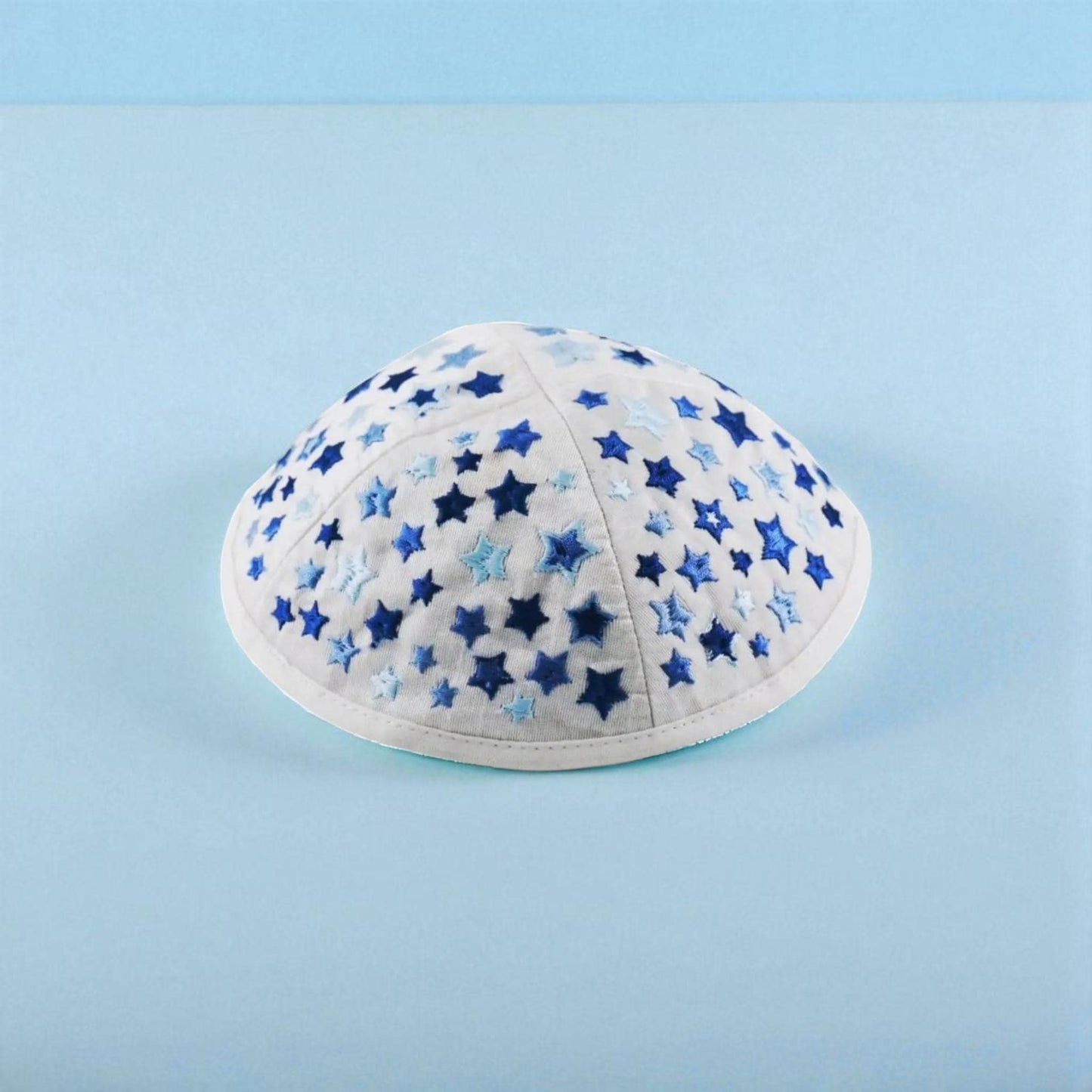 Kippah with Blue & White Star Embroidery