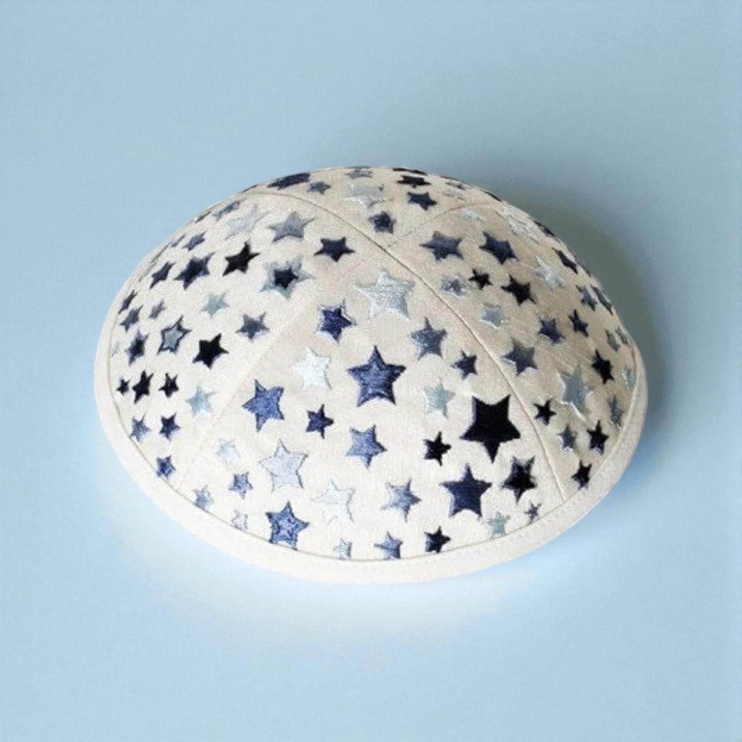 Kippah with Blue & White Star Embroidery