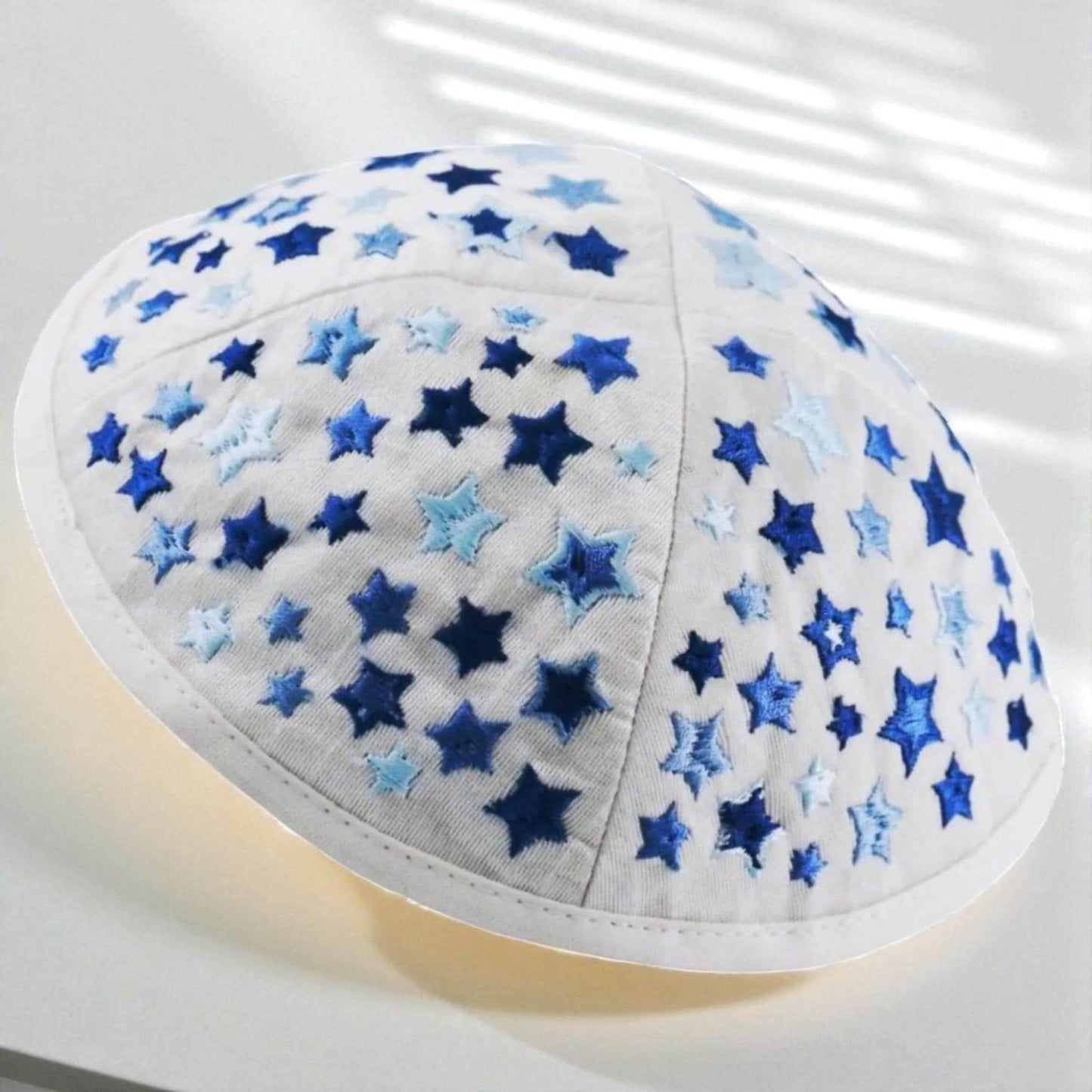 Kippah with Blue & White Star Embroidery