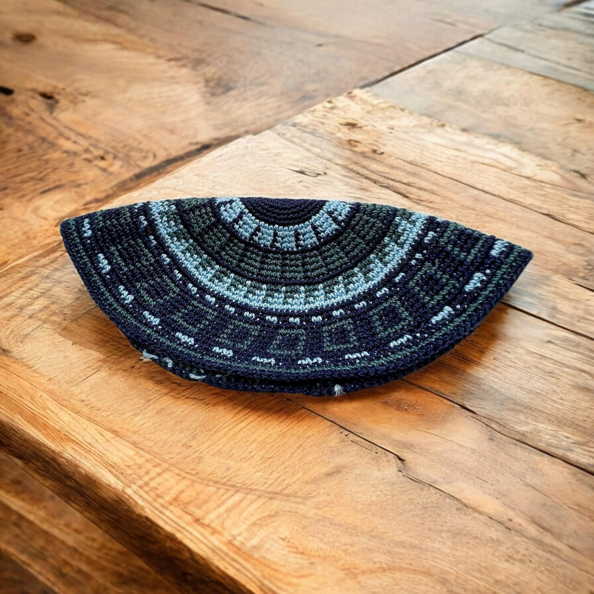 Kippa en coton tricoté fait main à motifs de 16 cm et 20 cm